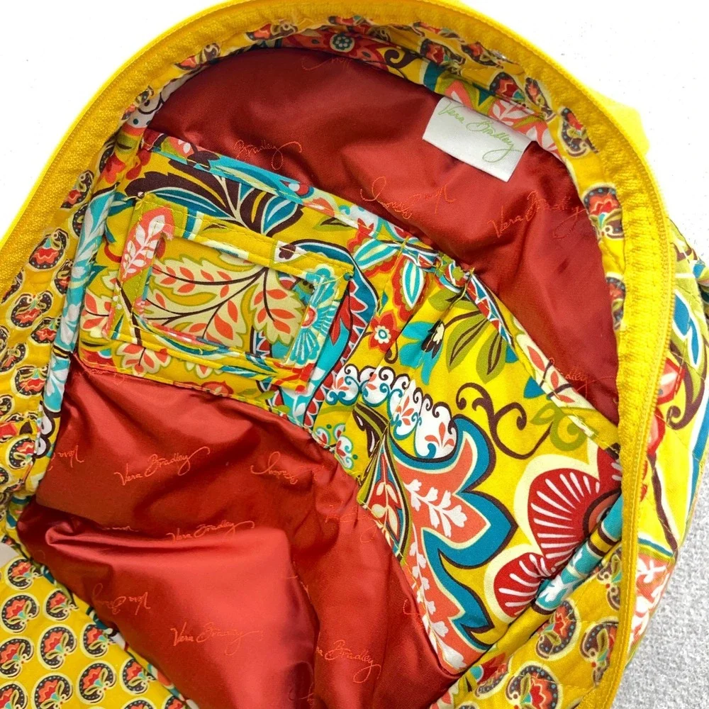 VERA BRADLEY Backpack Provencal Yellow Floral Paisley Colorful Quilted